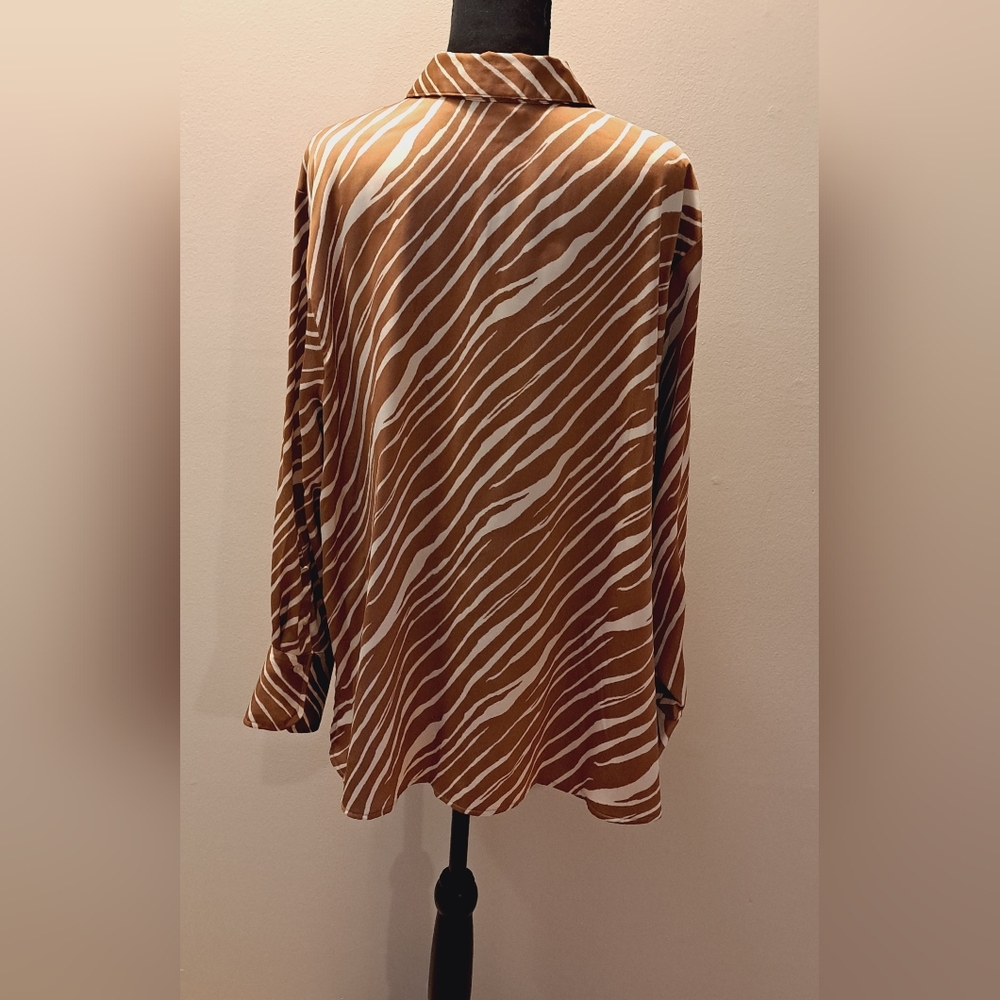 📌Sz XXL | Tan/Cream Long Sleeve Top | a new day - Picture 4 of 13